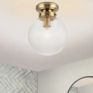 COSYLYTE Finley Bathroom  Ribbed Glass Ceiling Light
