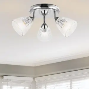 COSYLYTE Athella Bathroom 3 Light  Ribbed Glass Spotlight