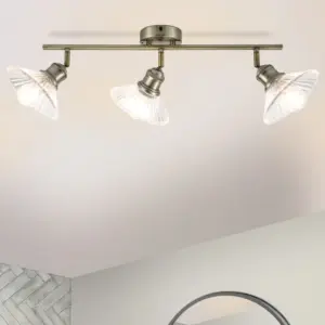 COSYLYTE Milan Bathroom 3 Light Ribbed Glass Spotlight