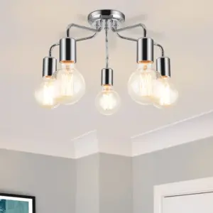 COSYLYTE Fraser 5 Light  Metal Ceiling Flush Light - Chrome