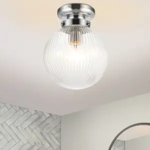 COSYLYTE Finley Bathroom  Ribbed Glass Ceiling Light