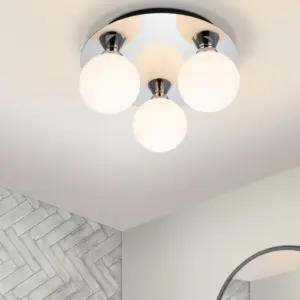 COSYLYTE Bowen Bathroom 3 Light Glass Ceiling Flush Light