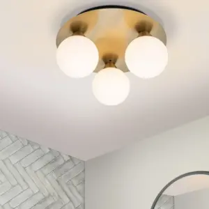COSYLYTE Bowen Bathroom 3 Light Opal Glass Ceiling Light
