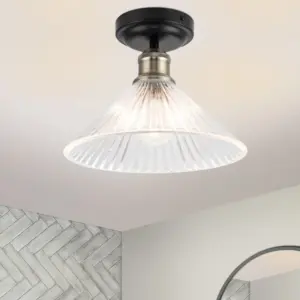 COSYLYTE Bowley Bathroom Ribbed Glass Ceiling Flush Light