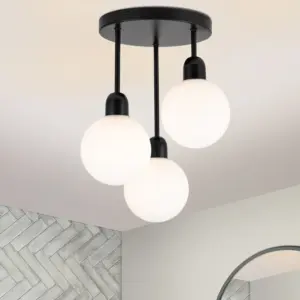 COSYLYTE Broome Bathroom 3 Light Opal Glass Ceiling Light