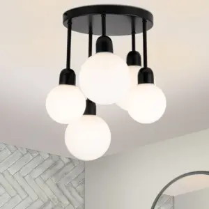 COSYLYTE Broome Bathroom 5 Light Opal Glass Ceiling Light