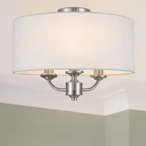 COSYLYTE Winston 3 Light  Faux Linen Shade Ceiling Light