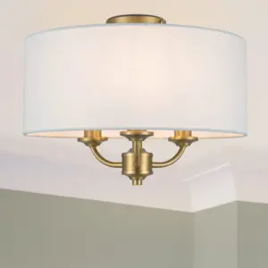 COSYLYTE Winston 3 Light  Faux Linen Shade Ceiling Light