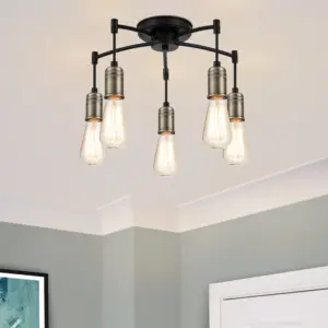 COSYLYTE Linton  5 Light  Ceiling Light - Antique Brass