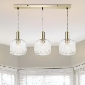 COSYLYTE Clayton 3 Light  Ribbed Glass Bar Pendant Light