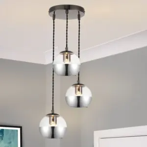 COSYLYTE Marlo 3 Light  Smoky Glass Pendant Light