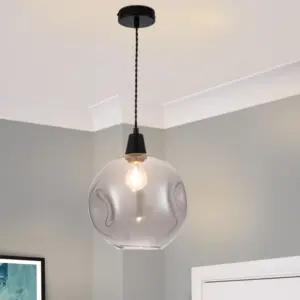 COSYLYTE Millfield Smoky Dimple Glass Pendant Light