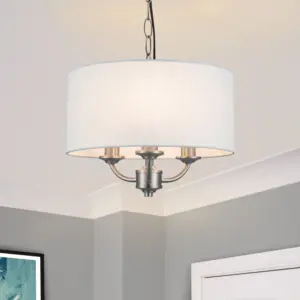 COSYLYTE Winston 3 Light  Faux Linen Shade Pendant Light