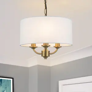 COSYLYTE Winston 3 Light  Faux Linen Shade Pendant Light