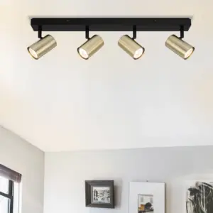 COSYLYTE Grafton 4 Light Modern Brushed Brass Spotlight with Matt Black Base