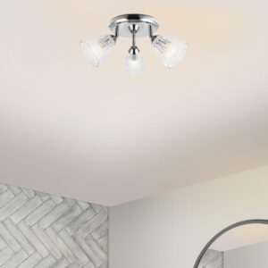 COSYLYTE Athella Bathroom 3 Light Ribbed Glass Spotlight