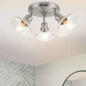 COSYLYTE Milan Bathroom 3 Light  Ribbed Glass Spotlight