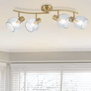 COSYLYTE Hilston 4 Light  Wavy Bar Smoky Glass Spotlight